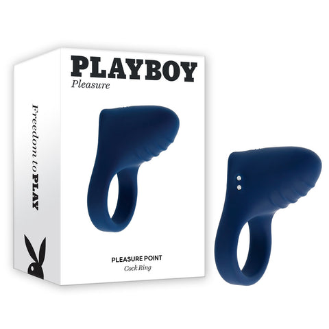Playboy Pleasure PLEASURE POINT - Blue USB Rechargeable Vibrating Cock Ring - Image 1