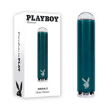 Playboy Pleasure EMERALD - Blue 9.1 cm USB Rechargeable Glass Tipped Bullet - Image 1
