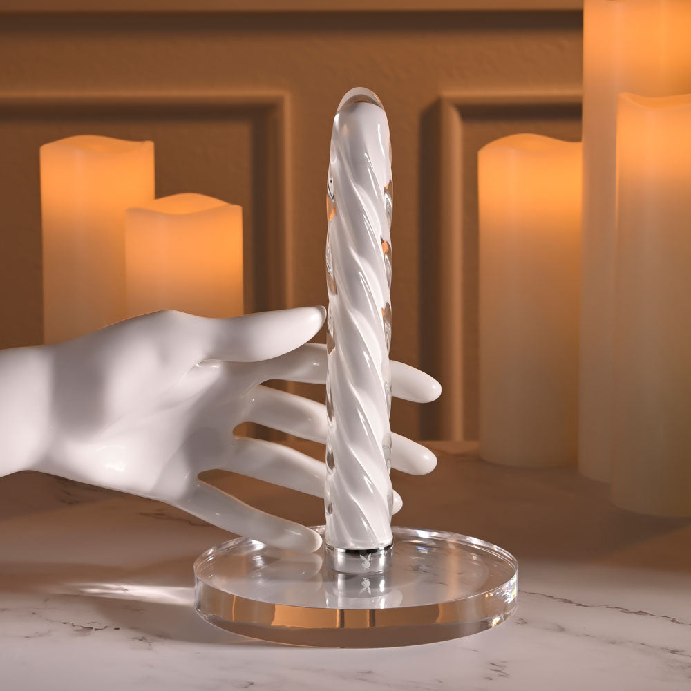 Playboy Pleasure IN A TWIST - White Glass 17.5 cm Vibrator