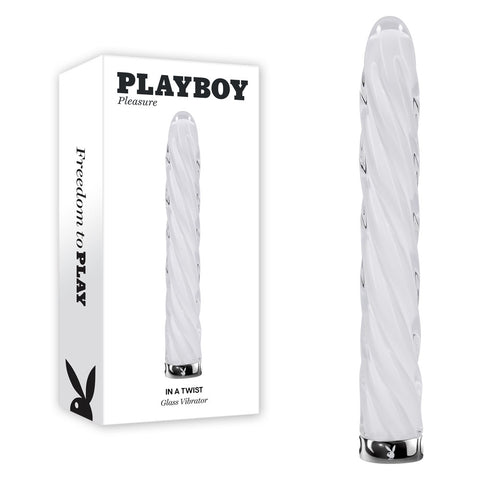 Playboy Pleasure IN A TWIST - White Glass 17.5 cm USB Rechargeable Vibrator - Image 1
