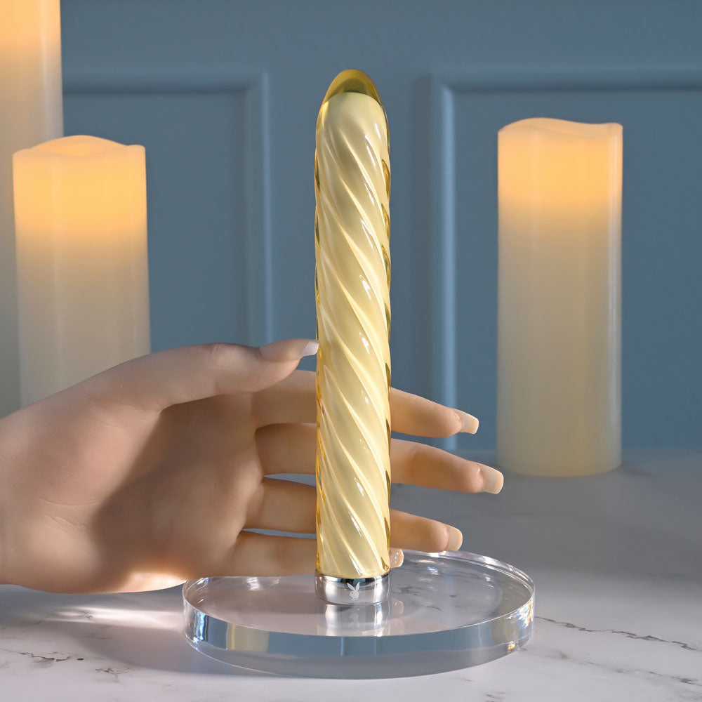 Playboy Pleasure TWIST OF FATE - Yellow Glass 17.5 cm Vibrator