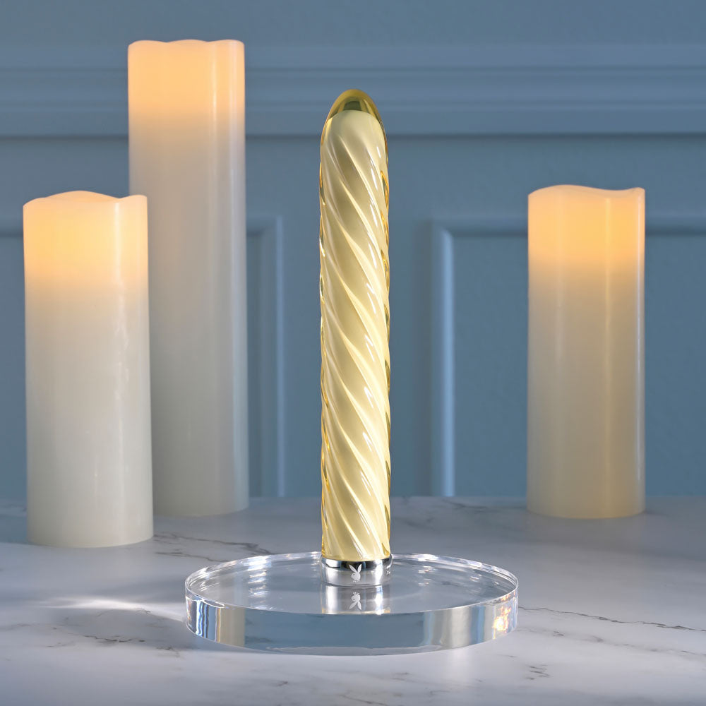 Playboy Pleasure TWIST OF FATE - Yellow Glass 17.5 cm Vibrator