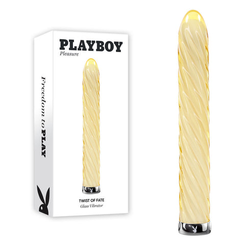 Playboy Pleasure TWIST OF FATE - Yellow Glass 17.5 cm USB Rechargeable Vibrator - Image 1