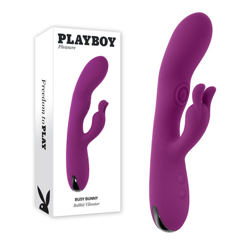 Playboy Pleasure BUSY BUNNY - Purple 22.6 cm USB Rechargeable Rabbit Vibrator with Tapping Shaft - Image 1