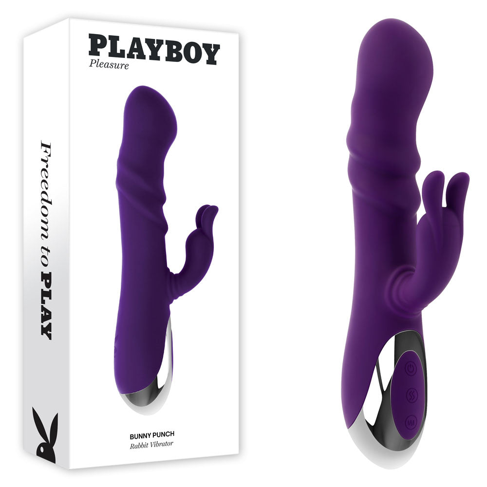 Playboy Pleasure BUNNY PUNCH - Purple 24.4 cm Twirling Rabbit Vibrator