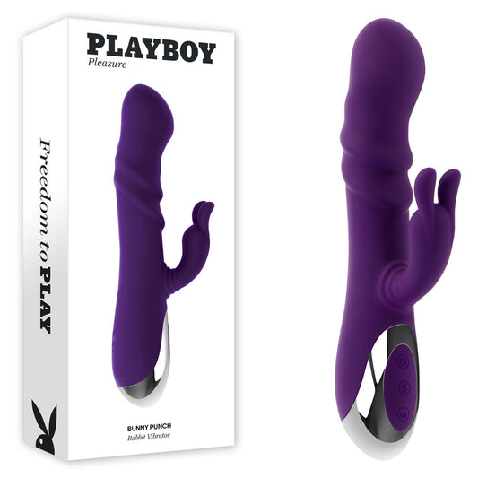 Playboy Pleasure BUNNY PUNCH - Purple 24.4 cm Twirling Rabbit Vibrator