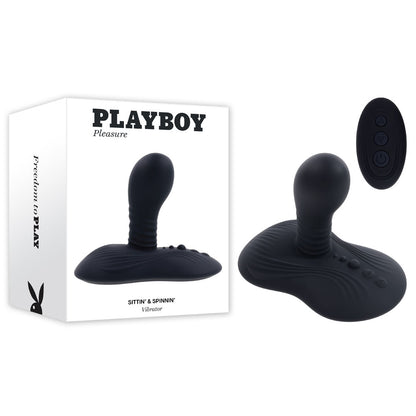 Playboy Pleasure SITTIN & SPINNIN - Black Spinning Vibrator & Grinder
