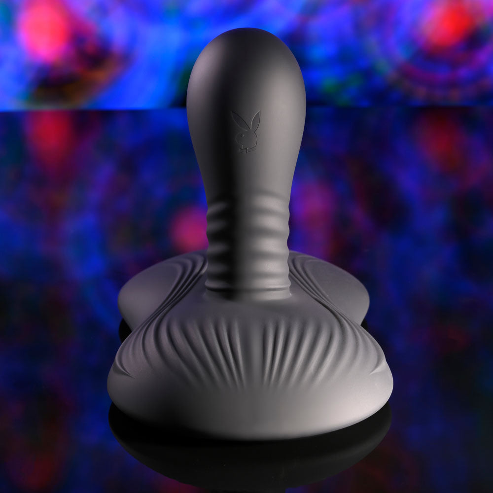 Playboy Pleasure SITTIN & SPINNIN - Black Spinning Vibrator & Grinder