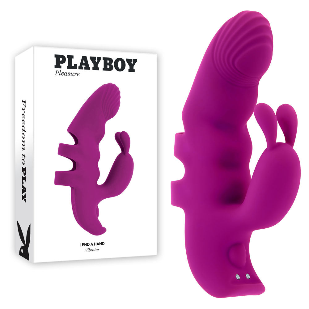 Purple silicone product with 'Playboy' branding on a white background