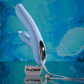 Playboy Pleasure IN BLOOM - Blue 23.5 cm USB Rechargeable Thrusting Tapping & Heating Dual Vibrator