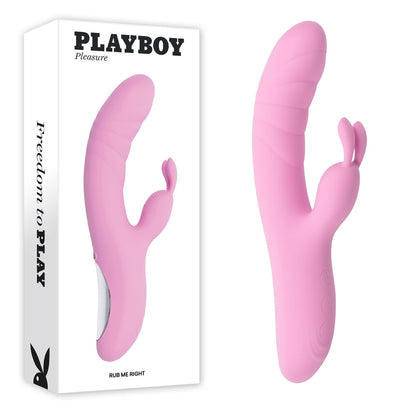Playboy Pleasure RUB ME RIGHT - Pink 23.2 cm Thrusting Rabbit Vibrator