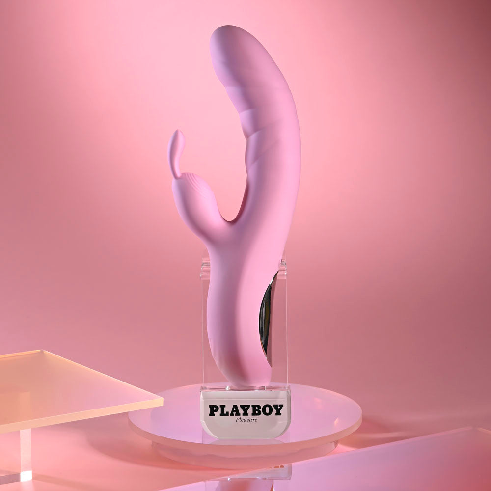 Playboy Pleasure RUB ME RIGHT - Pink 23.2 cm Thrusting Rabbit Vibrator