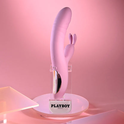 Playboy Pleasure RUB ME RIGHT - Pink 23.2 cm Thrusting Rabbit Vibrator