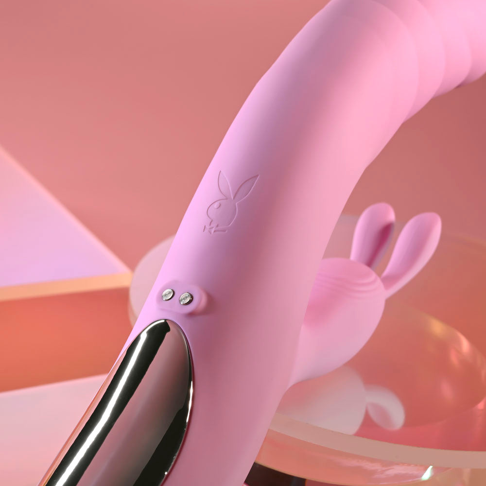 Playboy Pleasure RUB ME RIGHT - Pink 23.2 cm Thrusting Rabbit Vibrator