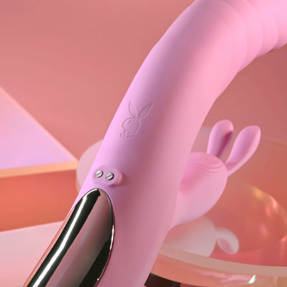 Playboy Pleasure RUB ME RIGHT - Pink 23.2 cm Thrusting Rabbit Vibrator