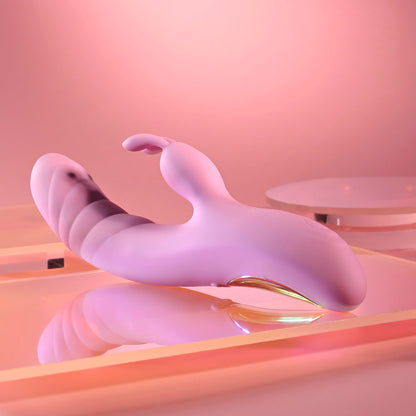 Playboy Pleasure RUB ME RIGHT - Pink 23.2 cm Thrusting Rabbit Vibrator