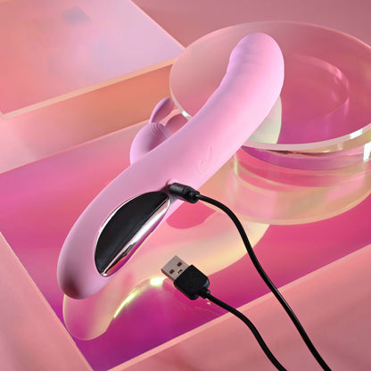 Playboy Pleasure RUB ME RIGHT - Pink 23.2 cm Thrusting Rabbit Vibrator