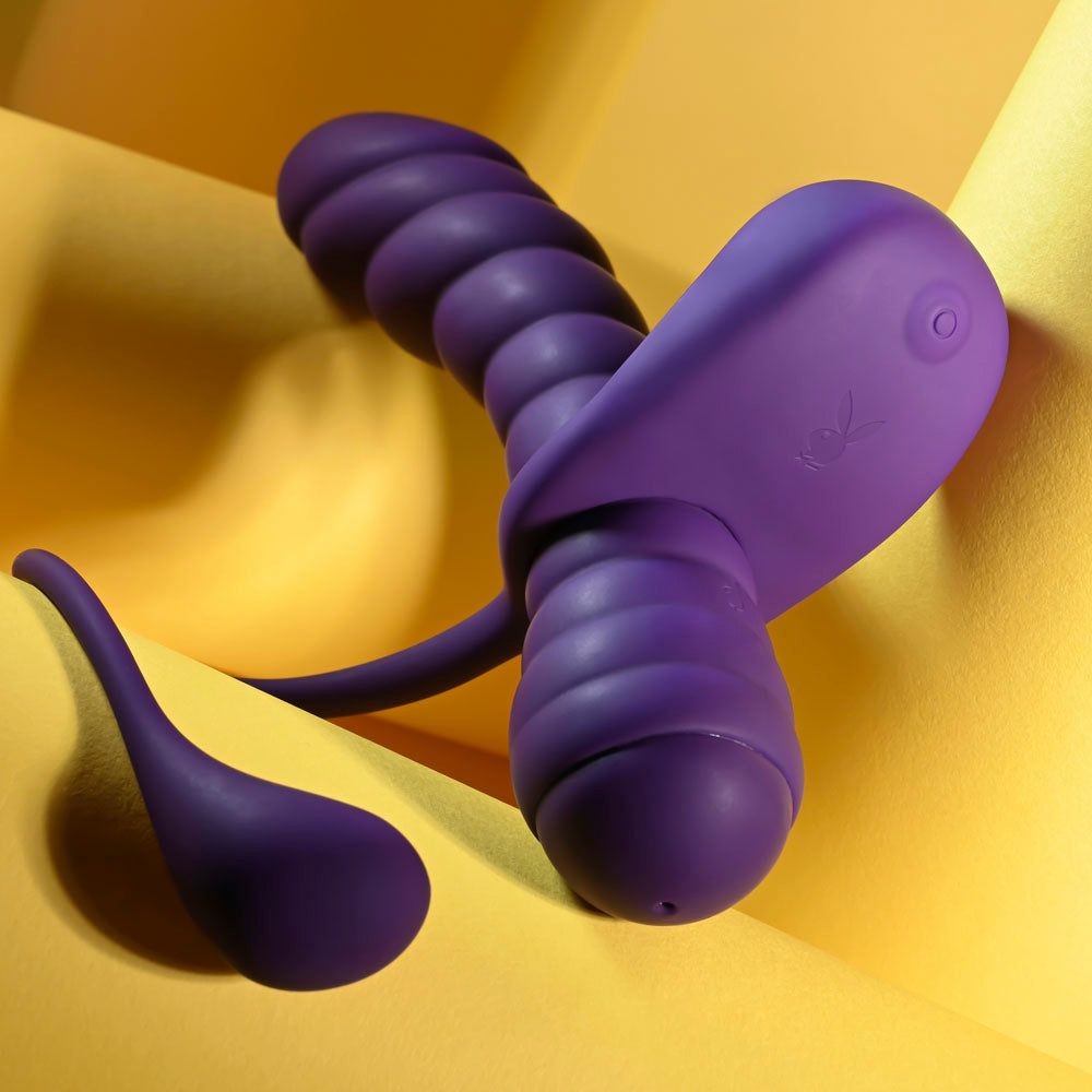 Playboy Pleasure TWISTED PLAYGROUND - Purple Vibrator and Cock Ring