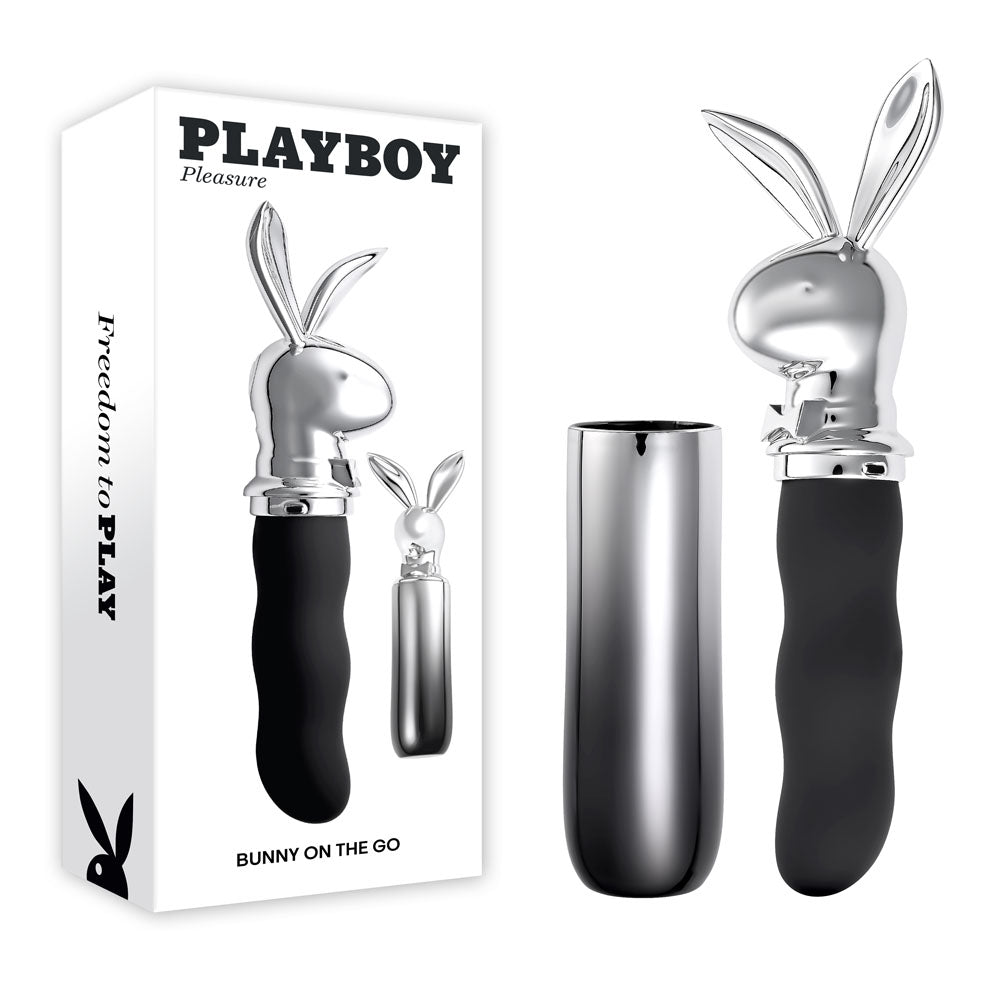 Playboy Pleasure BUNNY ON THE GO - Black/Chrome 18.6 cm Vibrator