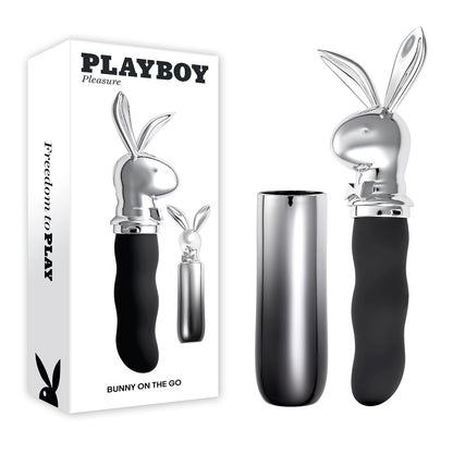 Playboy Pleasure BUNNY ON THE GO - Black/Chrome 18.6 cm Vibrator