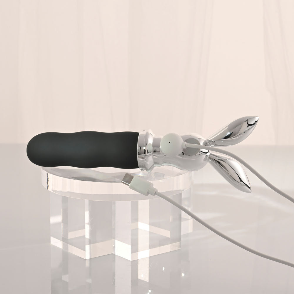 Playboy Pleasure BUNNY ON THE GO - Black/Chrome 18.6 cm Vibrator
