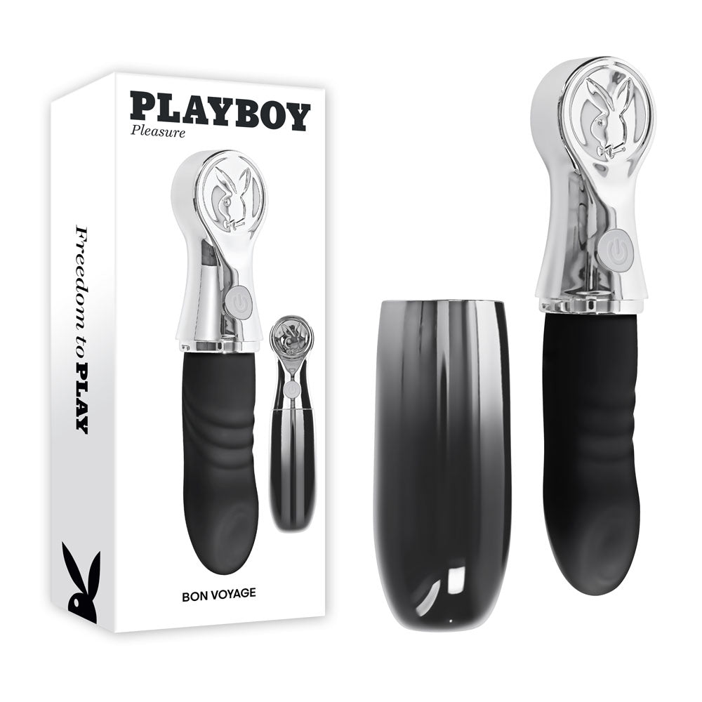 Playboy Pleasure BON VOYAGE - Black/Chrome 18.7 cm Tapping Vibrator