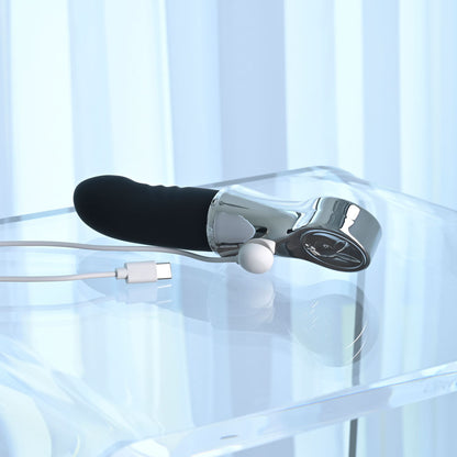 Playboy Pleasure BON VOYAGE - Black/Chrome 18.7 cm Tapping Vibrator