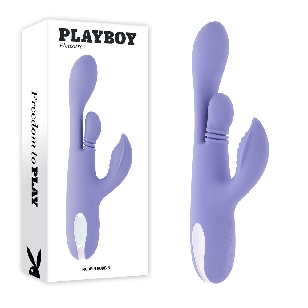 Purple silicone product with 'Playboy' branding on a white background