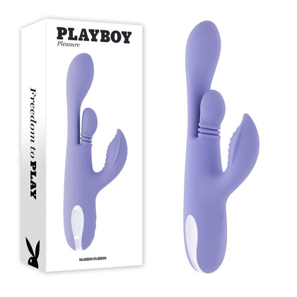 Purple silicone product with 'Playboy' branding on a white background