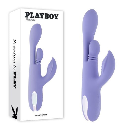 Purple silicone product with 'Playboy' branding on a white background