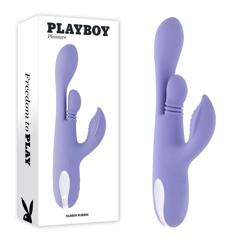 Purple silicone product with 'Playboy' branding on a white background