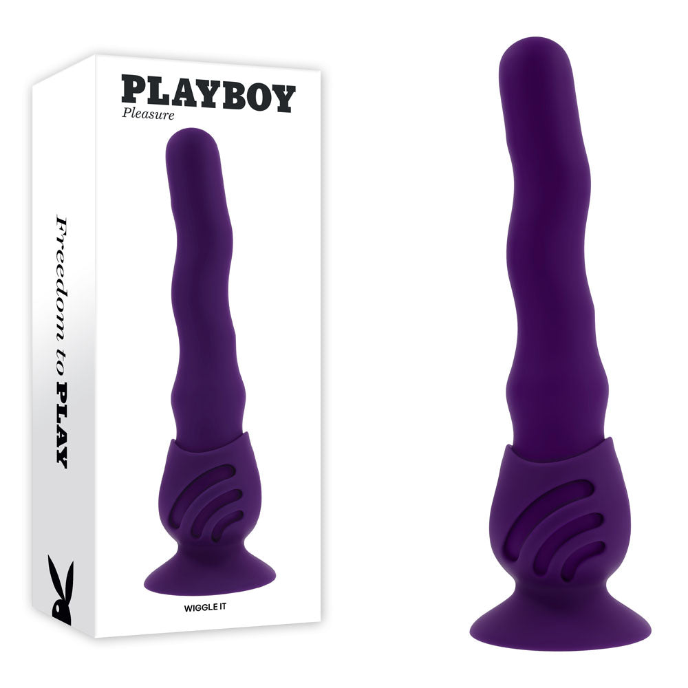 Purple silicone product with 'Playboy' branding on a white background