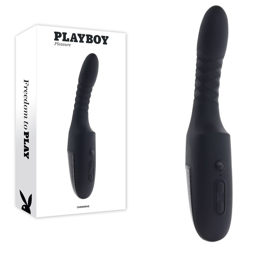 Black toy with 'Playboy' branding on a white background