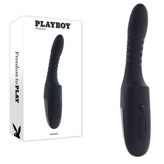 Black toy with 'Playboy' branding on a white background