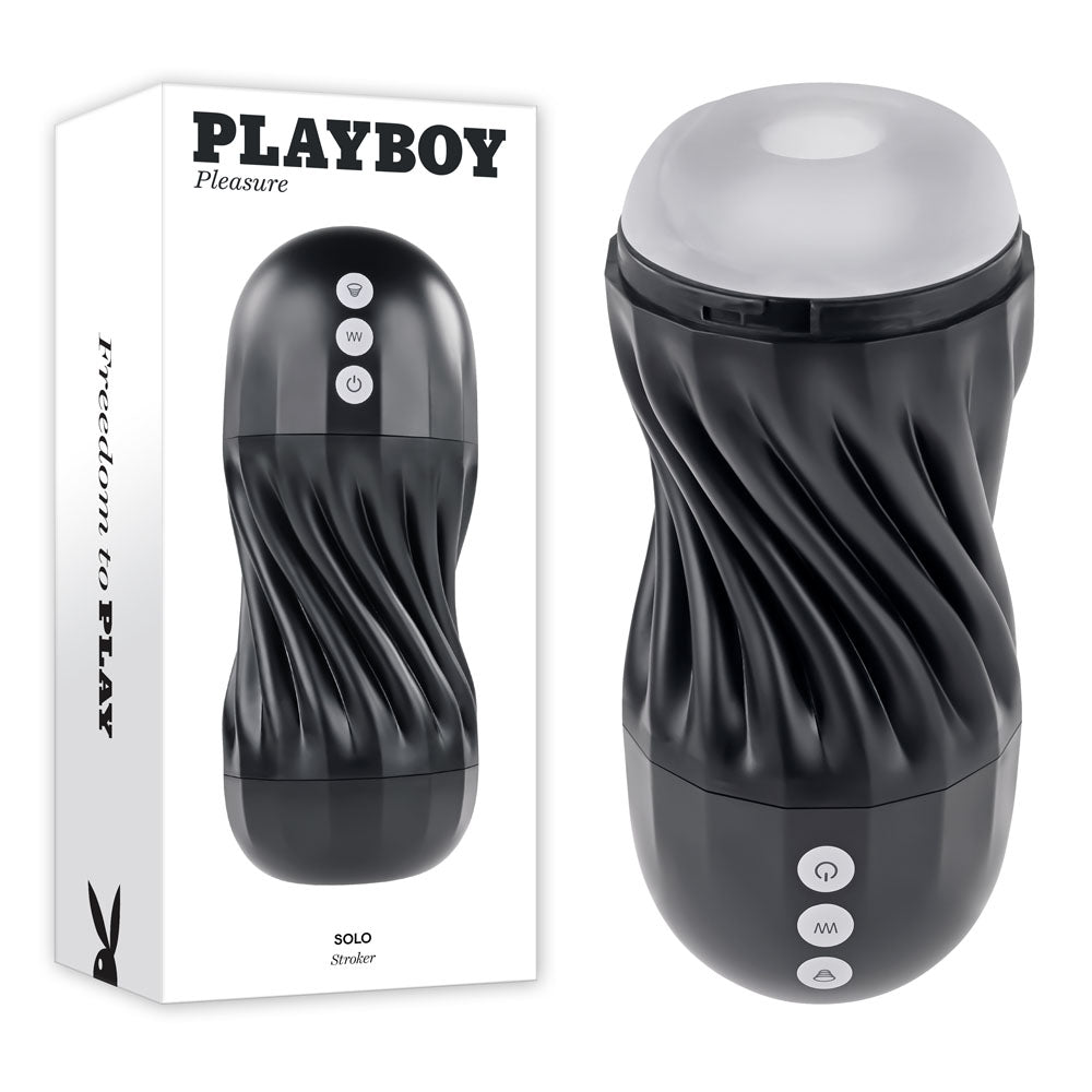 Black and gray electronic device with 'Playboy' branding on a white background