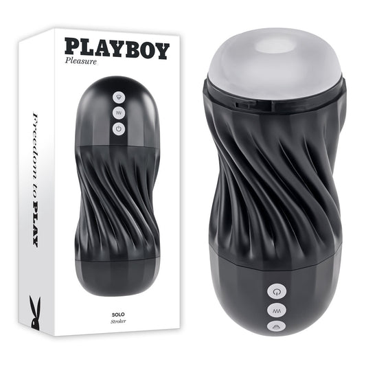 Black and gray electronic device with 'Playboy' branding on a white background