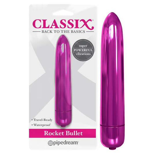 Classix Rocket Bullet. Studio photo of the pink bullet on a white background.