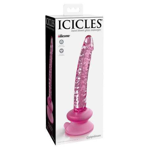 Icicles #86 - Pink 17 cm Glass Dong with Suction Base - Image 1