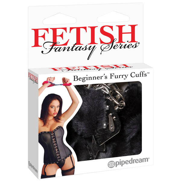 Fetish Fantasy Series Beginner's Furry Cuffs - Black Fluffy Cuffs - Image 1