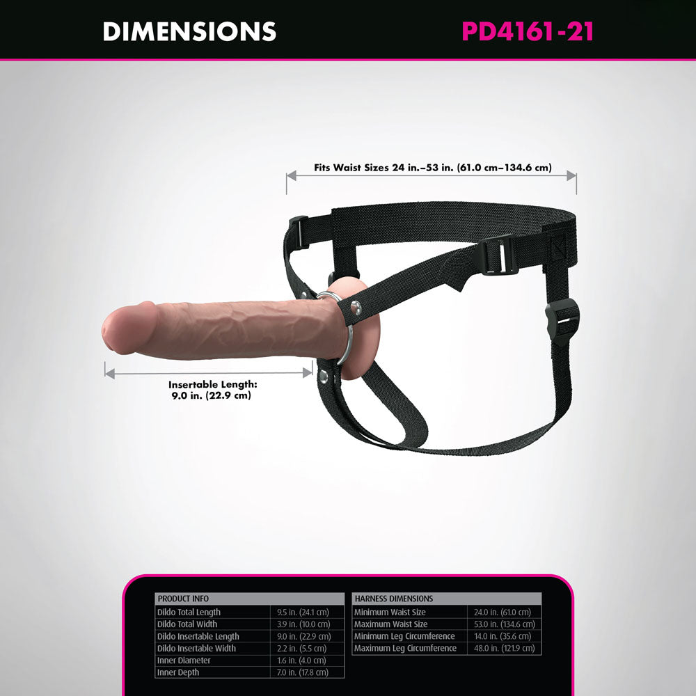Fantasy X-Tensions Elite 9'' Silicone Hollow Strap-On - Flesh Hollow