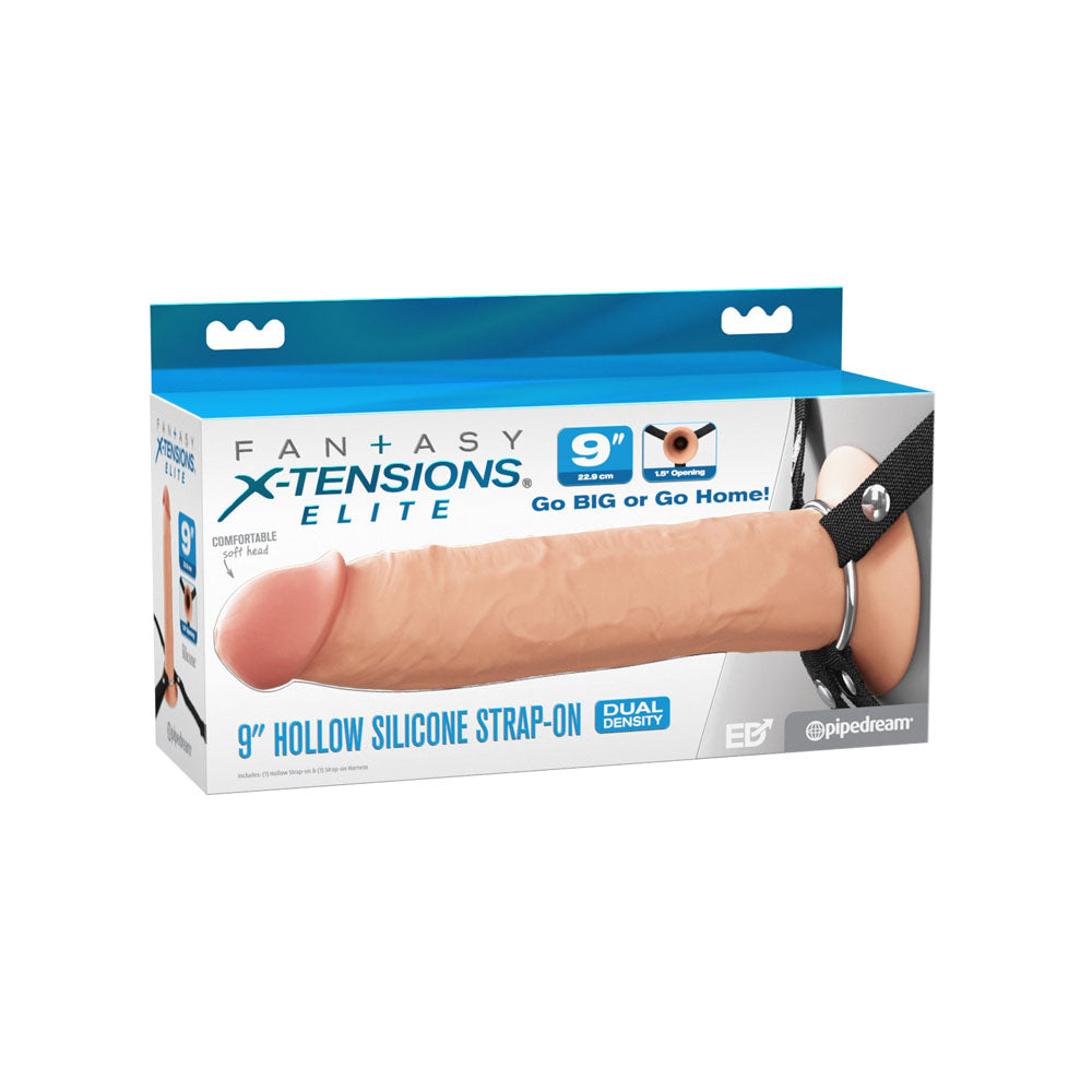Fantasy X-Tensions Elite 9'' Silicone Hollow Strap-On - Flesh Hollow