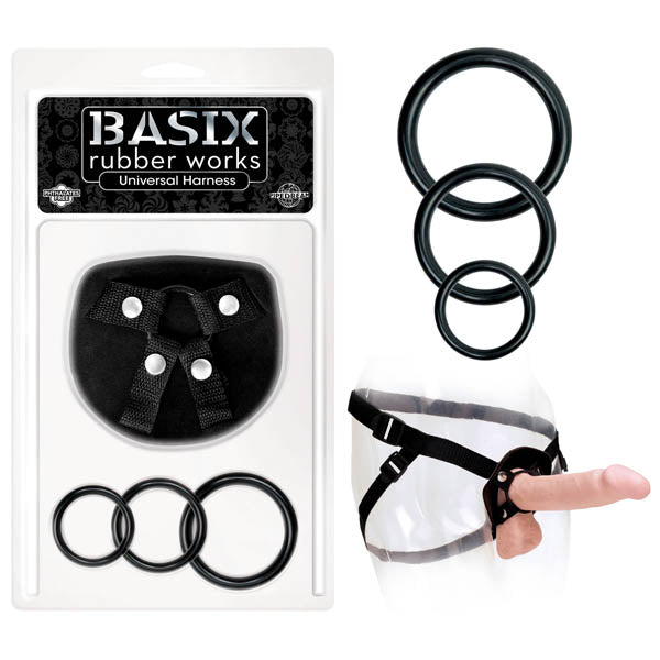 Basix Rubber Works Universal Harness - Black Strap-On Harness (No Probe Included) - Image 1
