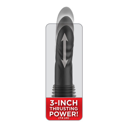 Black cylindrical object with packaging indicating '3-Inch Thrusting Power' on a white background