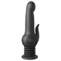 Black silicone butt plug on a white background