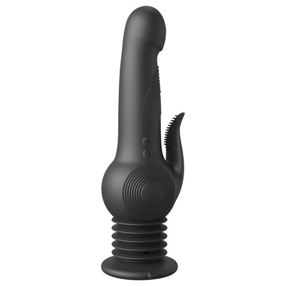 Black silicone butt plug on a white background