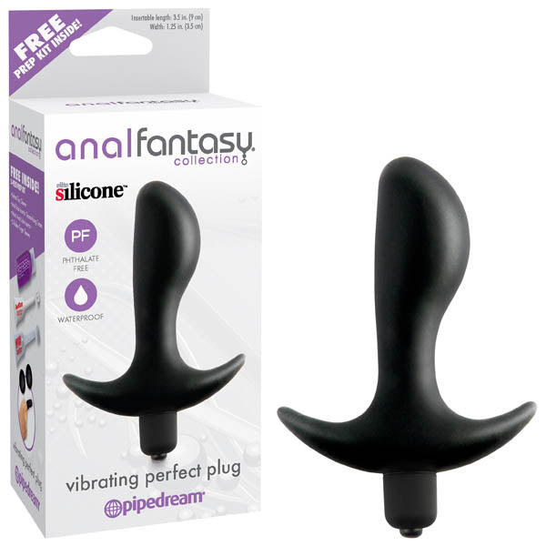 Anal Fantasy Collection Vibrating Perfect Plug - Black 9 cm (3.5'') Vibrating Butt Plug - Image 1