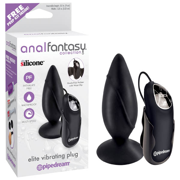 Anal Fantasy Collection Elite Vibrating Plug - Black 9.5 cm (3.5'') Vibrating Butt Plug - Image 1
