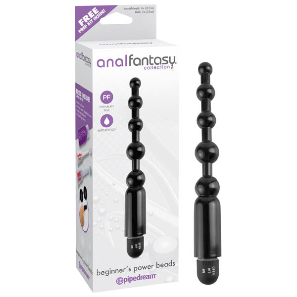 Anal Fantasy Collection Beginner's Power Beads - Black 12.7 cm (5'') Vibrating Anal Beads - Image 1
