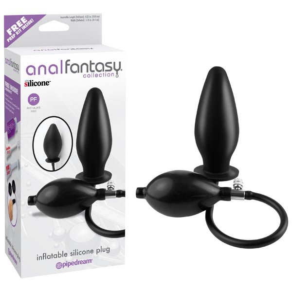 Anal Fantasy Collection Inflatable Silicone Plug - Black 10.8 cm (4.25'') Inflatable Butt Plug - Image 1