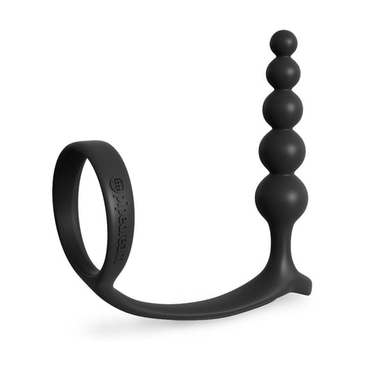 Anal Fantasy Collection Ass-Gasm Cockring Anal Beads - Black Cock Ring